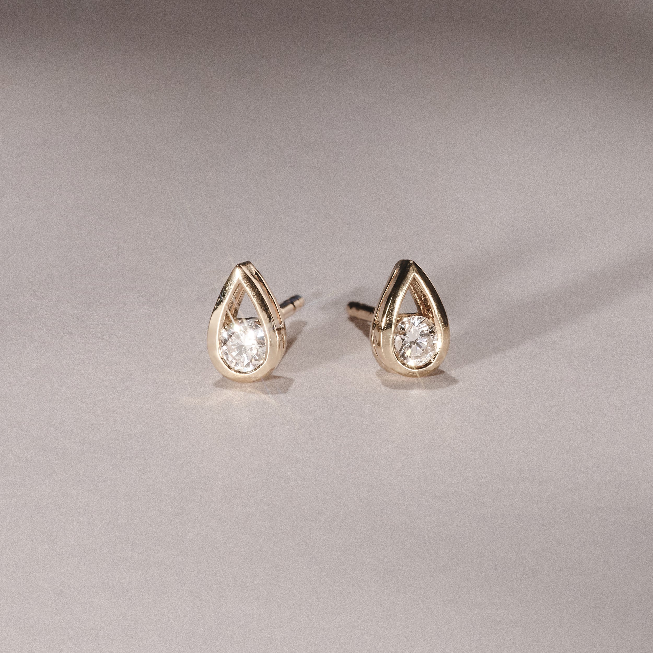 Teardrop 0.21ct Round Cut Lab Grown Stud Earrings in 18K Gold Vermeil